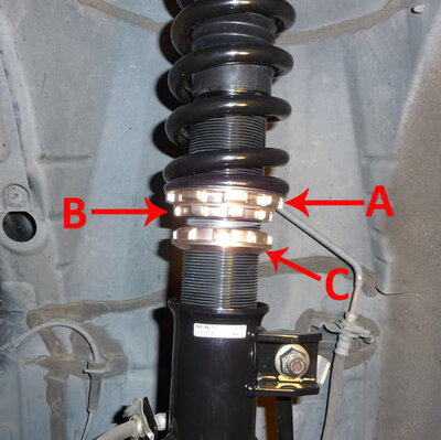 BC Racing BR M52.6 Locking Rings (A/B/C) 3 Rings per Shock