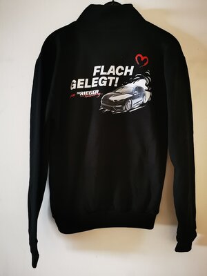 Rieger Tuning Sweat Jacke &quot;Flach Gelegt&quot; Merchandise zwarte achterkant print maat L