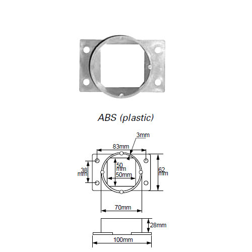 Green Adapterplaat ABS plastic &Oslash; 70mm aansluiting GRBR01