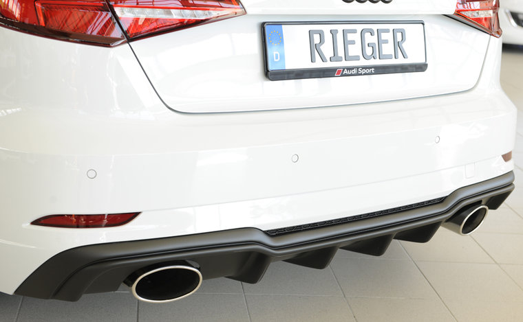 Rieger rear skirt insert Matt Black Audi A3 8V Sportback Facelift