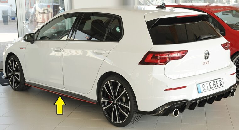 Rieger Side skirt aanzetstuk links Matt zwart Golf 8 Gti(Clubsport)/GTD/GTE