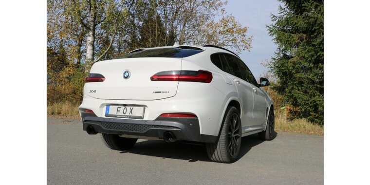 BMW X4 G02 - 30i einddemper dwars uitgang rechts/links - 1x100  25 rechts/links zwart ge&euml;mailleerd met uitlaatklep