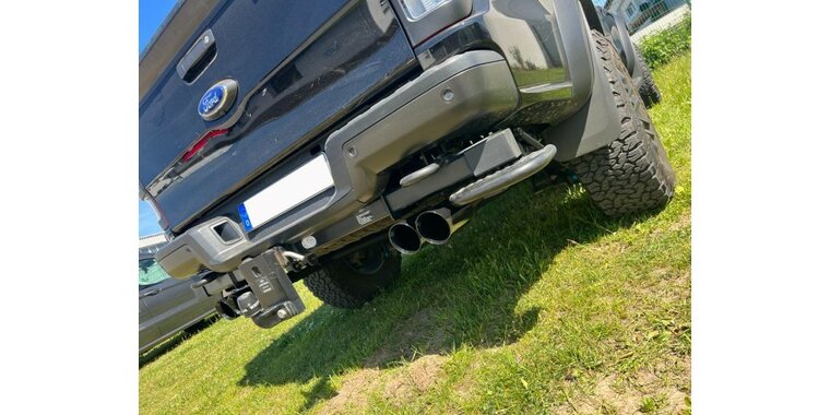 Ford Raptor - dubbele cabine einddemper zijpijp. uitgang rechts/links - 2x100  25 rechts/links zwart ge&euml;mailleerd