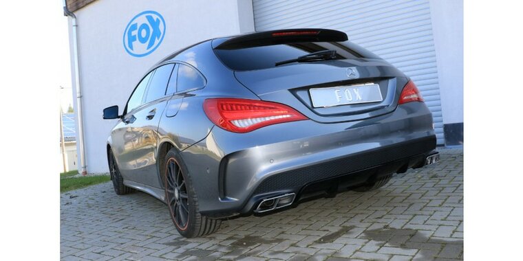 Mercedes CLA - C117/ X117 voor AMG-Line/ AMG 45 look einddemper dwars uitgang rechts/links voor Modelen met AMG45 of AMG-Line uitlaat - uitlaat in origineler bumper