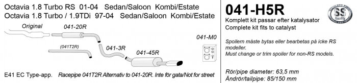 Simons Sportuitlaat Skoda Octavia [1U] Sedan/Wagon 1997-2004