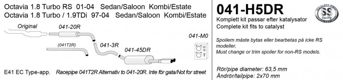 Simons Cat-back Skoda Octavia [1U] Sedan/Wagon 1997-2004