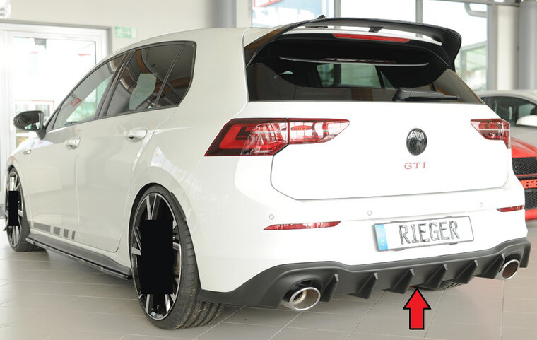 Rieger Diffuser Matt zwart VW Golf 8 GTi Clubsport