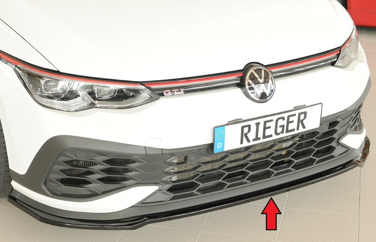 Rieger Spoiler lip VW Golf 8 GTi Clubsport Glanzend zwart