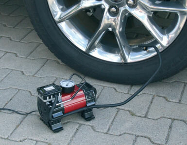 Mobiele compressor met luchtslang en adapter