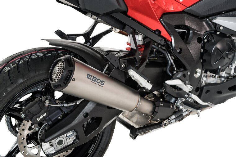 BOS Titanium SSEC CU Slip-on conisch rond / Aluminium eindkap zwart BMW S 1000 XR Bj. 2020- Euro5