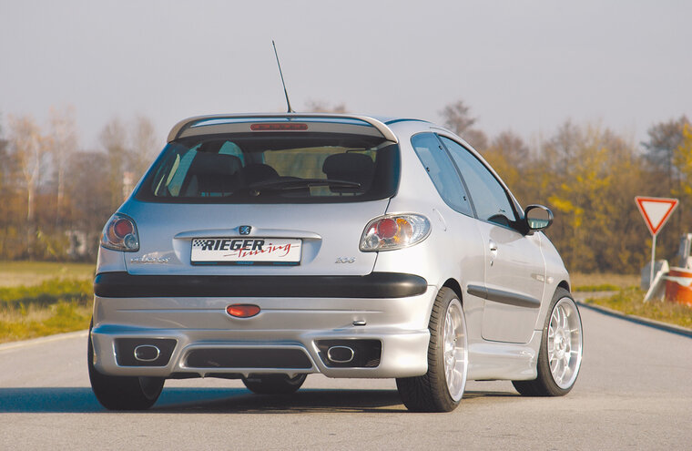 Rieger Tuning achterbumper verlenging Peugeot 206 voor kleine originele achterkant, niet Combi