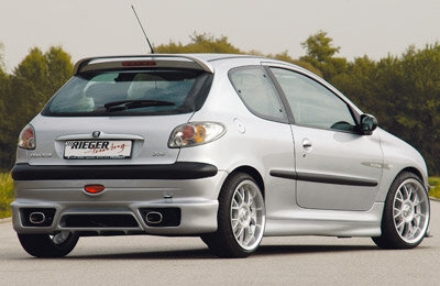 Rieger Tuning achterbumper verlenging Peugeot 206 voor kleine originele achterkant, niet Combi