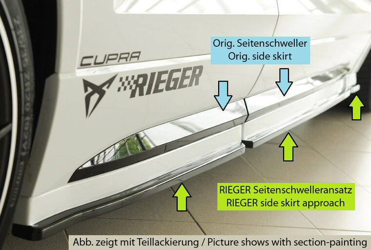 Rieger Tuning sideskirt aanzetstuk (3-delig) Seat Ateca FR / Cupra 5FP (Deurbekleding), alleen FR / Cupra