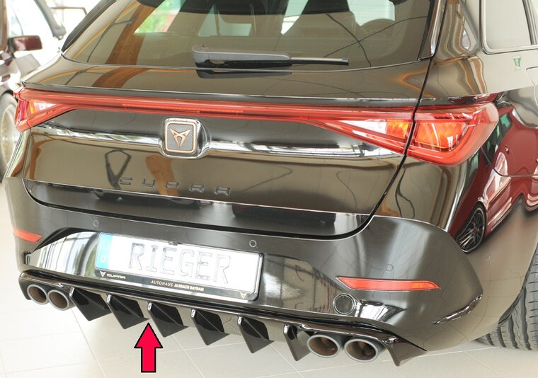 Rieger Tuning diffuser (voor auto&#039;s met trekhaak) Cupra Leon [KL] met uitlaatuitsparing links/rechts voor 4-pijpsuitlaat