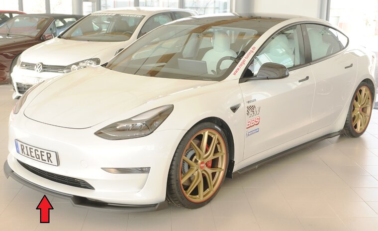 Rieger Tuning splitter Tesla Model 3 voor originele voorbumper