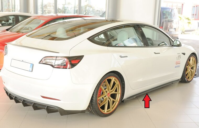 Rieger Tuning sideskirt aanzetstuk Tesla Model 3 voor originele sideskirt