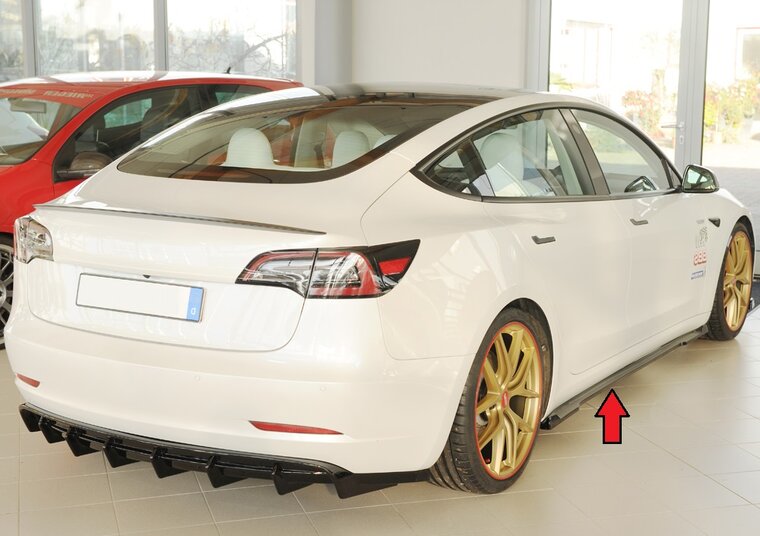 Rieger Tuning sideskirt aanzetstuk Tesla Model 3 voor originele sideskirt