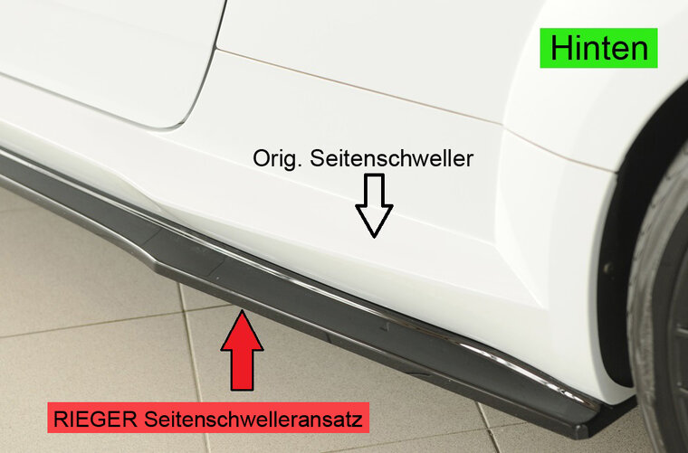 Rieger Tuning sideskirt aanzetstuk Audi TT / TTS / TTRS [8J] voor originele RS3 (8V) sideskirt (alleen sportback)