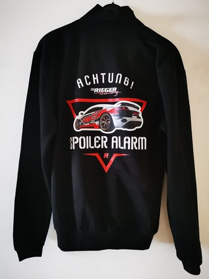 Rieger Tuning hoodie &quot;Spoiler Alarm&quot; Merchandise zwarte achterkant print maat L