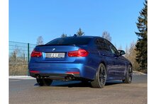 BMW F30/31 - 330i xDrive einddemper dwars uitgang rechts/links - 1x100  25 rechts/links zwart ge&euml;mailleerd - met uitlaatklep  in de linker uitlaatpijp