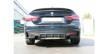 BMW F36 - 440i xDrive Grand Coupe - M-pakket einddemper dwars uitgang rechts/links - 1x100  25 rechts/links zwart ge&euml;mailleerd - met uitlaatklep  in de linker uitlaatpijp