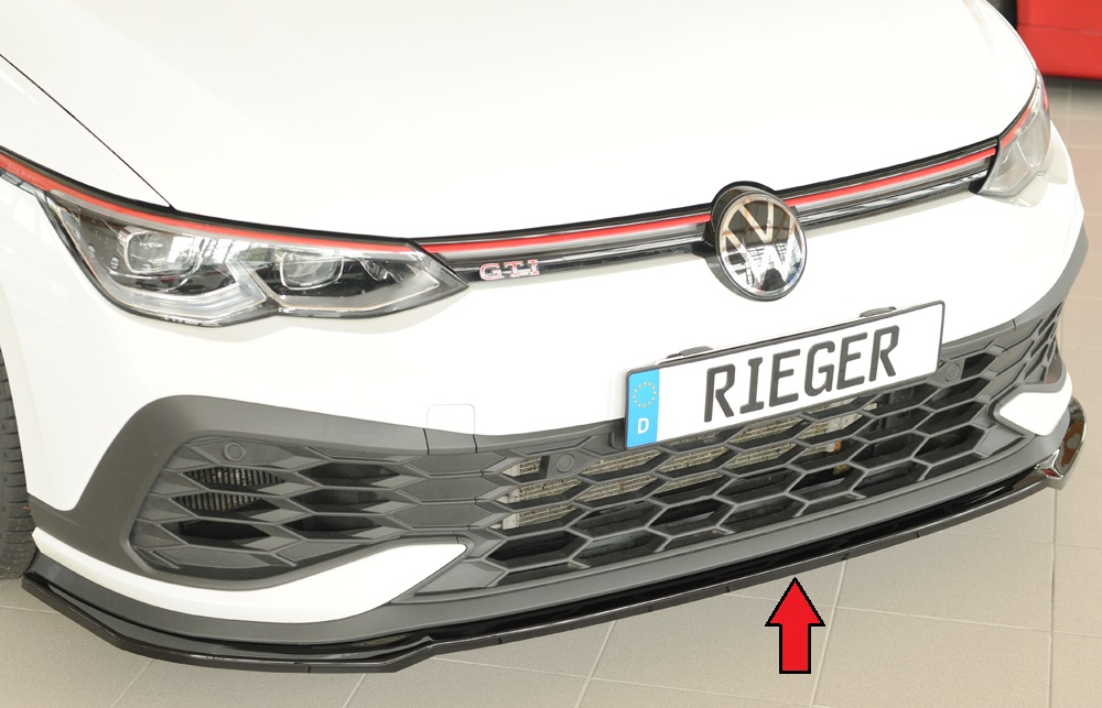 Rieger Spoiler lip VW Golf 8 GTi Clubsport Glanzend zwart