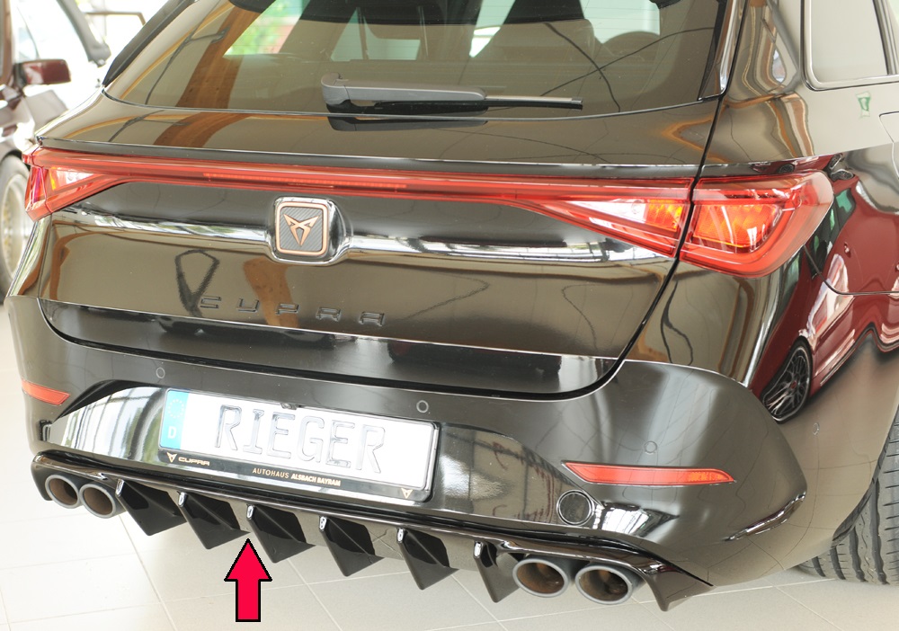 Rieger Tuning diffuser (voor auto's zonder trekhaak) Cupra Leon [KL] met uitlaatuitsparing links/rechts voor 4-pijpsuitlaat